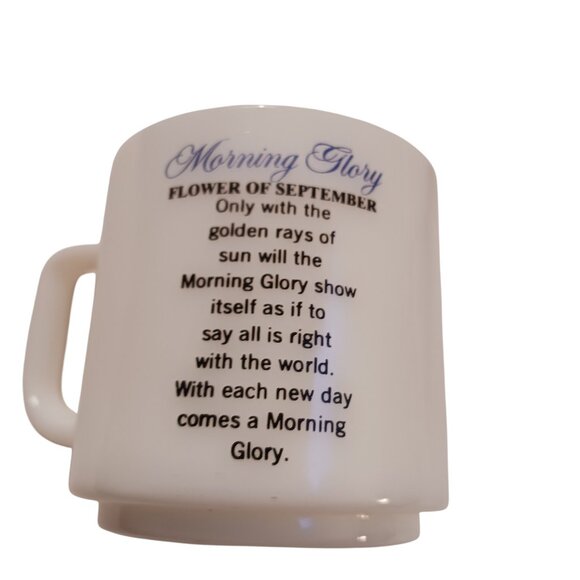Vintage September Mug Morning Glory Flower of the Month Milk Glass Cup | 1970s - Picture 12 of 12